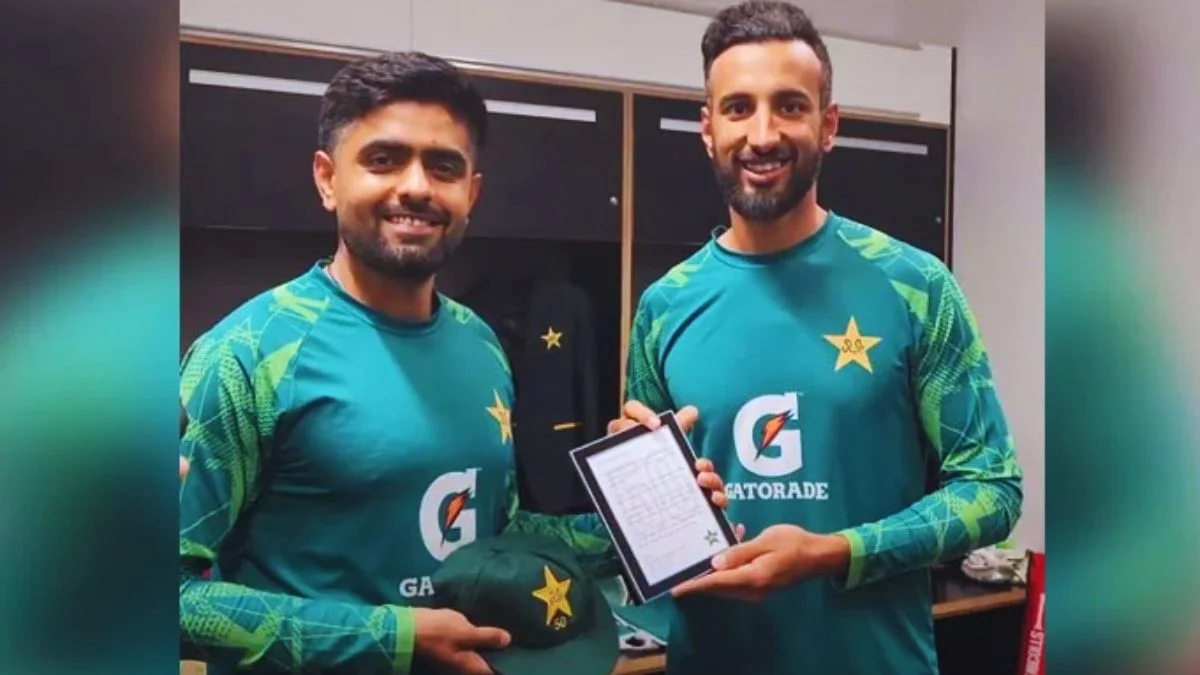 Image Showing Captain Shan Masood made a special gesture for Babar Azam on his 50th Test appearance