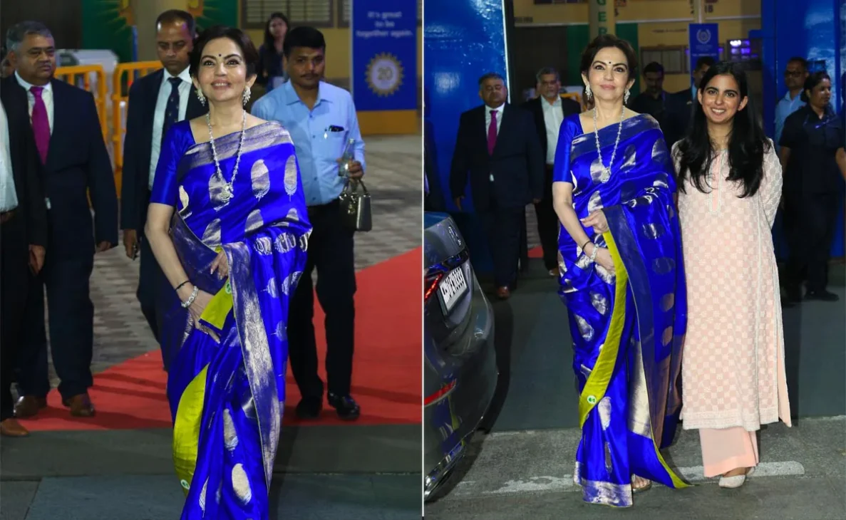 Image showing Nita Ambani Embraces Traditional Sophistication In A Gorgeous Blue And Gold Silk Saree