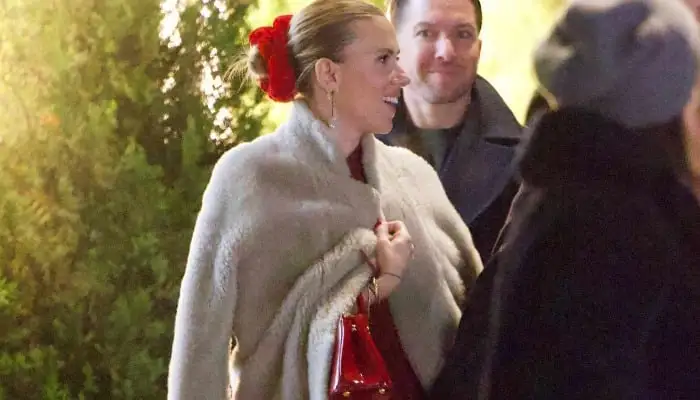 Image showing Scarlett Johansson Colin Jost host star studded Christmas party